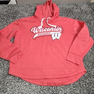 wisconsin badgers Fanatics Tail Sweep Pullover Hoodie Women Sz Xl Red No Pocket